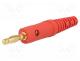 Banana Connector - Plug, 4mm banana, 32A, 33VAC, 70VDC, red, Max.wire diam  4mm, 2.5mm2