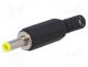 Plug, DC supply, female, 4/1.7mm, 4mm, 1.7mm, for cable, 10mm