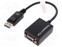 Cable, DisplayPort 1.2, D-Sub 15pin HD socket,DisplayPort plug