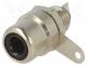 Socket, RCA, female, straight, soldering, brass, nickel plated