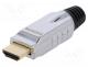 Connector  HDMI, plug, male, gold-plated, for cable, straight