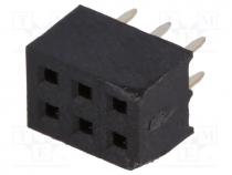 ZL265-6DG - Socket, pin strips, female, PIN  6, straight, 2mm, THT, 2x3