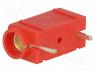 Socket, 4mm banana, 10A, 250VDC, red, silver plated, PCB, insulated