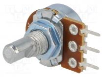 Resistor Variable - Potentiometer  shaft, single turn, 10k, 125mW, 20%, THT, 6mm, mono