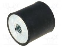 Αποσβεστήρας κραδασμών - Vibration damper, M3, Ø  8mm, rubber, L  8mm, H  3mm, 38N, 35N/mm