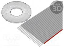 FLC-20/30-E/1M - Wire  ribbon, 1.27mm, stranded, Cu, 20x28AWG, PVC, grey, 1m