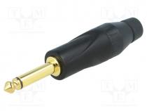  AV - Plug, Jack 6,35mm, male, mono, straight, for cable, soldering