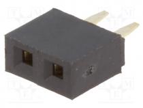 ZL305-02 - Socket, pin strips, female, PIN  2, straight, 2.54mm, THT, 1x2, 3A