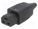   - Connector  AC supply, plug, female, 16A, 250VAC, IEC 60320