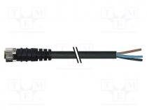 Connection lead, M8, PIN  3, straight, 3m, plug, 60VAC, 4A, -20....85C