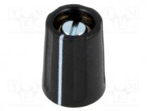 A2610320 - Knob, with pointer, ABS, Øshaft  3.18mm, Ø10.5x14mm, black