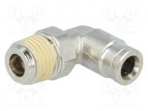 Push-in fitting, angled, Mat  nickel plated brass