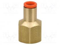 Push-in fitting, threaded,straight, -1....10bar, Mat  brass, -5....60C