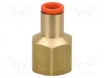 KQ2F06-01A - Push-in fitting, threaded,straight, -1÷10bar, Mat  brass, -5÷60C