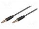 AVK-183-050BK - Cable, Jack 3.5mm 3pin plug,both sides, 0.5m, black, Øout  2.6mm