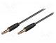  - Cable, Jack 3.5mm 3pin plug,both sides, 0.5m, black, Øout  2.6mm