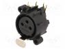 Socket, XLR, female, PIN  3, angled 90, with push button, THT, 6A