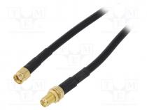 SMA-M/F-010 - Cable, 50Ω, 10m, reverse,SMA socket,SMA plug, black