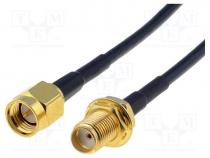 Cable, 50, 15m, SMA socket,SMA plug, black