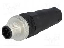 Plug, M12, PIN  5, male, A code-DeviceNet / CANopen, for cable