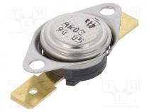 Thermostst - Sensor  thermostat, SPST-NC, 90C, 16A, 250VAC, connectors 6,3mm