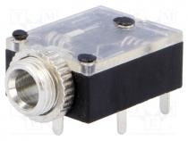 Connectors AV - Socket, Jack 3,5mm, female, stereo, with on/off switch, THT