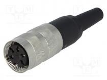  AV - Connector  M16, plug, female, soldering, for cable, PIN  5, 5A, 300V