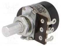 Resistor Variable - Potentiometer  shaft, single turn, 10k, 100mW, 20%, on panel, 6mm