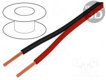 Wire  loudspeaker cable, 2x0,5mm2, stranded, CCA, black-red, PVC