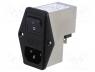   - Connector  AC supply, socket, male, 10A, 250VAC, IEC 60320, 0.3mH