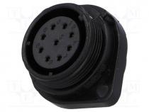 Waterproof connector - SP21, socket, female, PIN  9, IP68, soldering, 500V, 0.75mm2, 5A