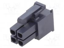 Connector - Plug, wire-wire/PCB, female, Mini-Fit Jr, 4.2mm, PIN  4, for cable