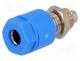 Banana Connector - Socket, 4mm banana, 36A, 60VDC, Cutout  Ø8mm, blue, nickel plated