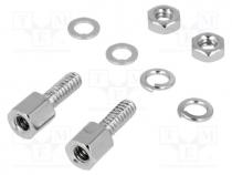 Connector D-Sub - Set of screws for D-Sub, UNC4-40, Mat  chromium plated steel