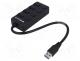 AK-AD-33 - Hub USB, USB A socket x4,USB A plug, USB 3.0, with switch, black