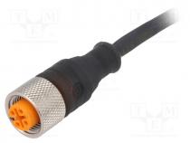 RKT4-225/2M - Connection lead, M12, PIN  4, straight, 2m, plug, 250VAC, 4A, IP67