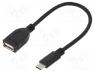 USB cable - Cable, USB 2.0, USB A socket,USB C plug, 200mm, black