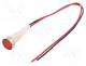 IND10P-110R-W - Indicator  LED, flat, 110VDC, 110VAC, Cutout  Ø10mm, 200mm leads