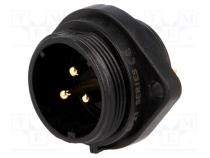 SP2113/P3 - SP21, socket, male, PIN  3, IP68, soldering, 500V, 4mm2, 30A, -25....85C