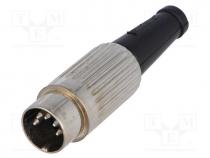 Connectors AV - Plug, DIN, male, PIN  5, Layout  180, straight, for cable, soldering