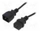 Power cable - Cable, IEC C19 female,IEC C20 male, 1.8m, black, PVC, 3G1mm2, 16A