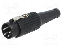 Plug, DIN, male, PIN  4, Layout  216, straight, for cable, soldering