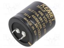 ALC70A391DC400 - Capacitor  electrolytic, SNAP-IN, 390uF, 400VDC, Ø35x35mm, 20%