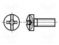 Screw, M4x40, 0.7, Head  button, Phillips,slotted, 0,8mm,PH2, steel