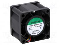  DC - Fan  DC, axial, 12VDC, 36x36x28mm, 38.74m3/h, 61.9dBA, ball bearing