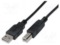  USB - Cable, USB 2.0, USB A plug,USB B plug, nickel plated, 1m, black