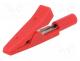 Crocodile clip, 10A, 60VDC, red, Overall len  41.5mm