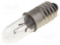 Filament lamp  miniature, E5,5, 12VDC, 50mA, Bulb  cylindrical
