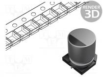 Electrolytic cap SMD - Capacitor  electrolytic, SMD, 47uF, 25VDC, Ø6.3x5.4mm, 20%, 1000h