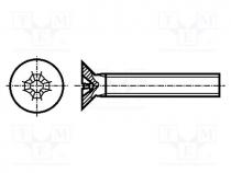 B3X6/BN388 - Screw, M3x6, Head  countersunk, Phillips, PH1, steel, zinc, DIN  965A